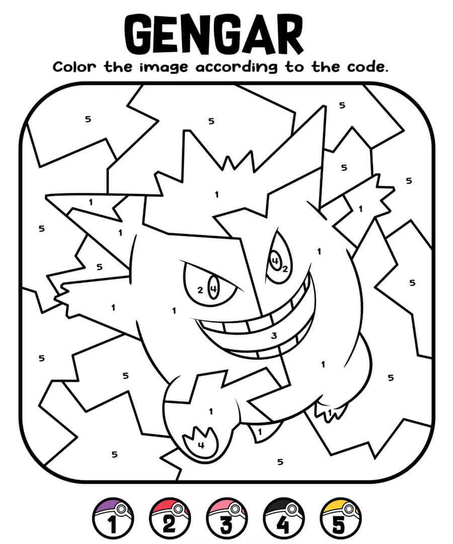 Gengar Pokemon Color by Number