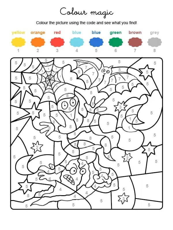 Ghost and Bat Color By Number