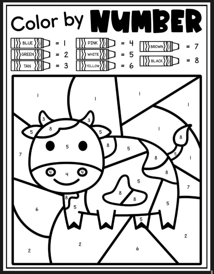 Happy Cow Color By Number