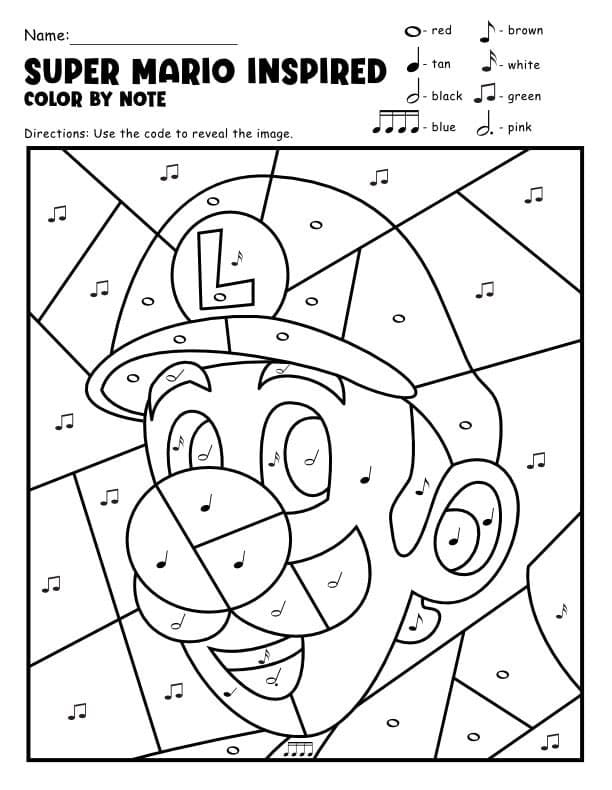 Happy Mario Color By Number