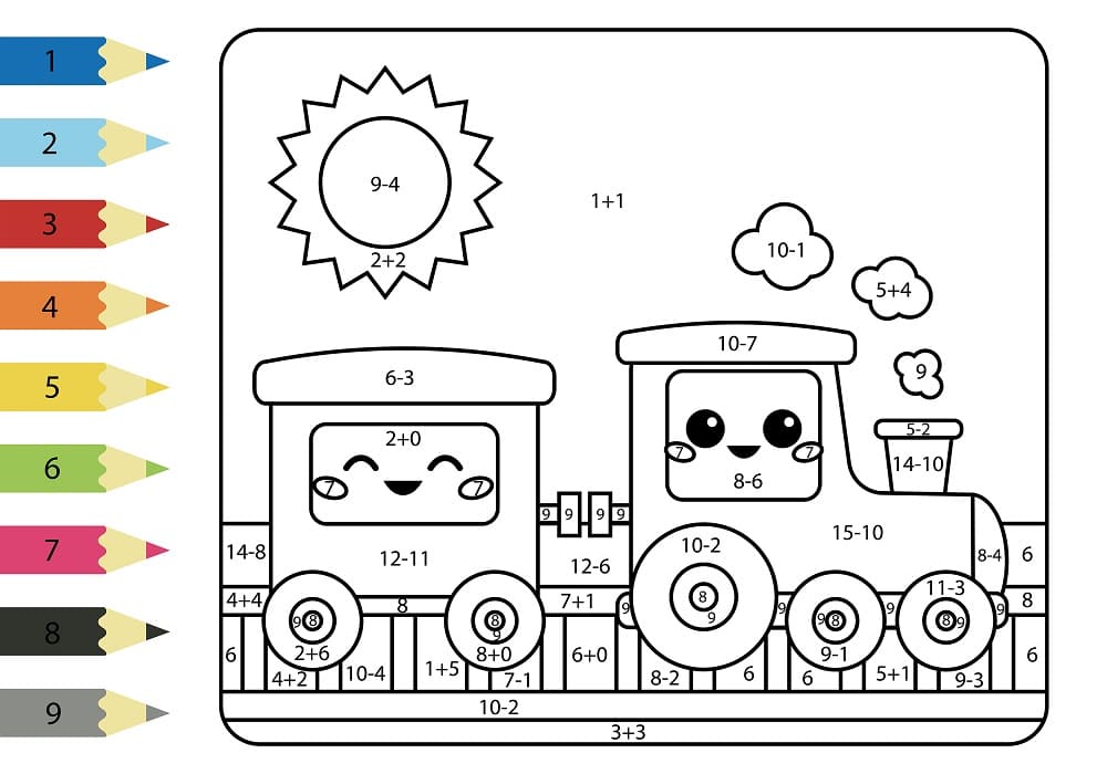 Happy Train Color By Number