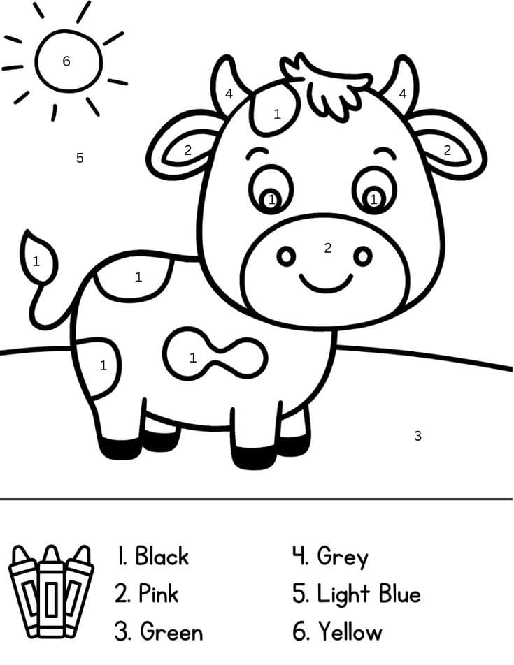 Little Cow Color By Number