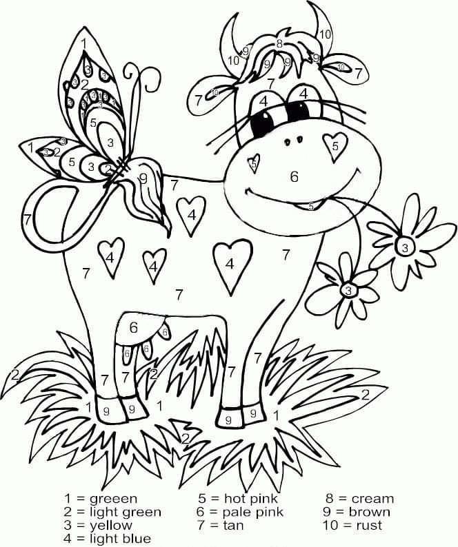 Lovely Cow Color By Number Color By Number
