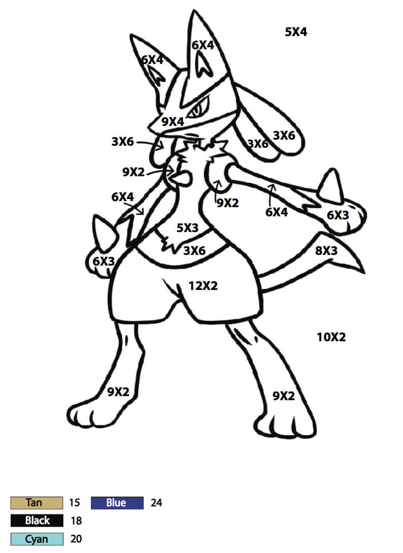 Lucario Pokemon Color by Multiplication