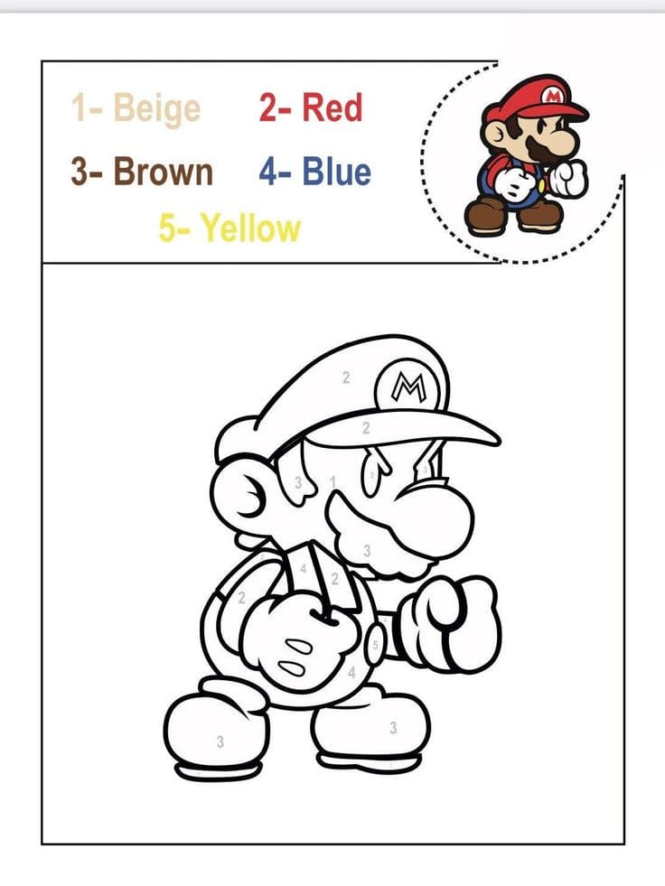 Mario Cute Color By Number