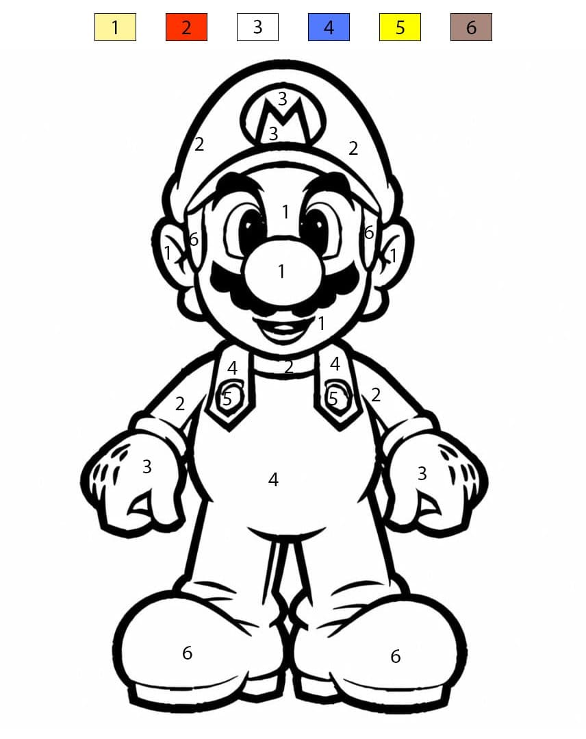 Mario Nintendo Game Color By Number