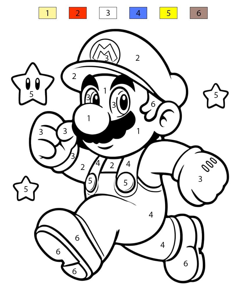 Mario Running Action Color By Number