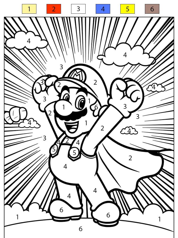 Mario Superhero Color By Number