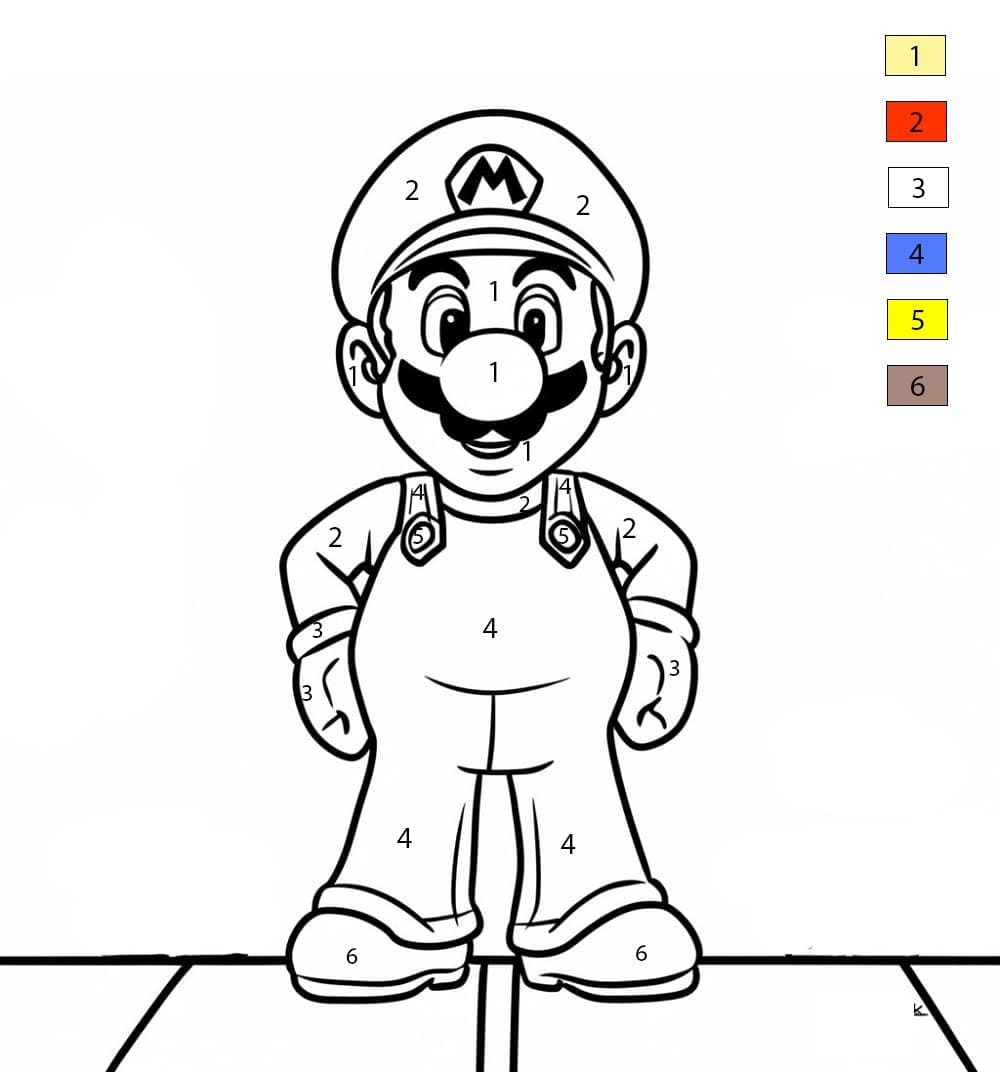 Mario in Game Color By Number