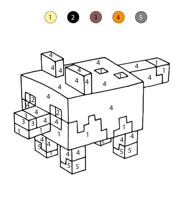 Minecraft Fox Color By Number