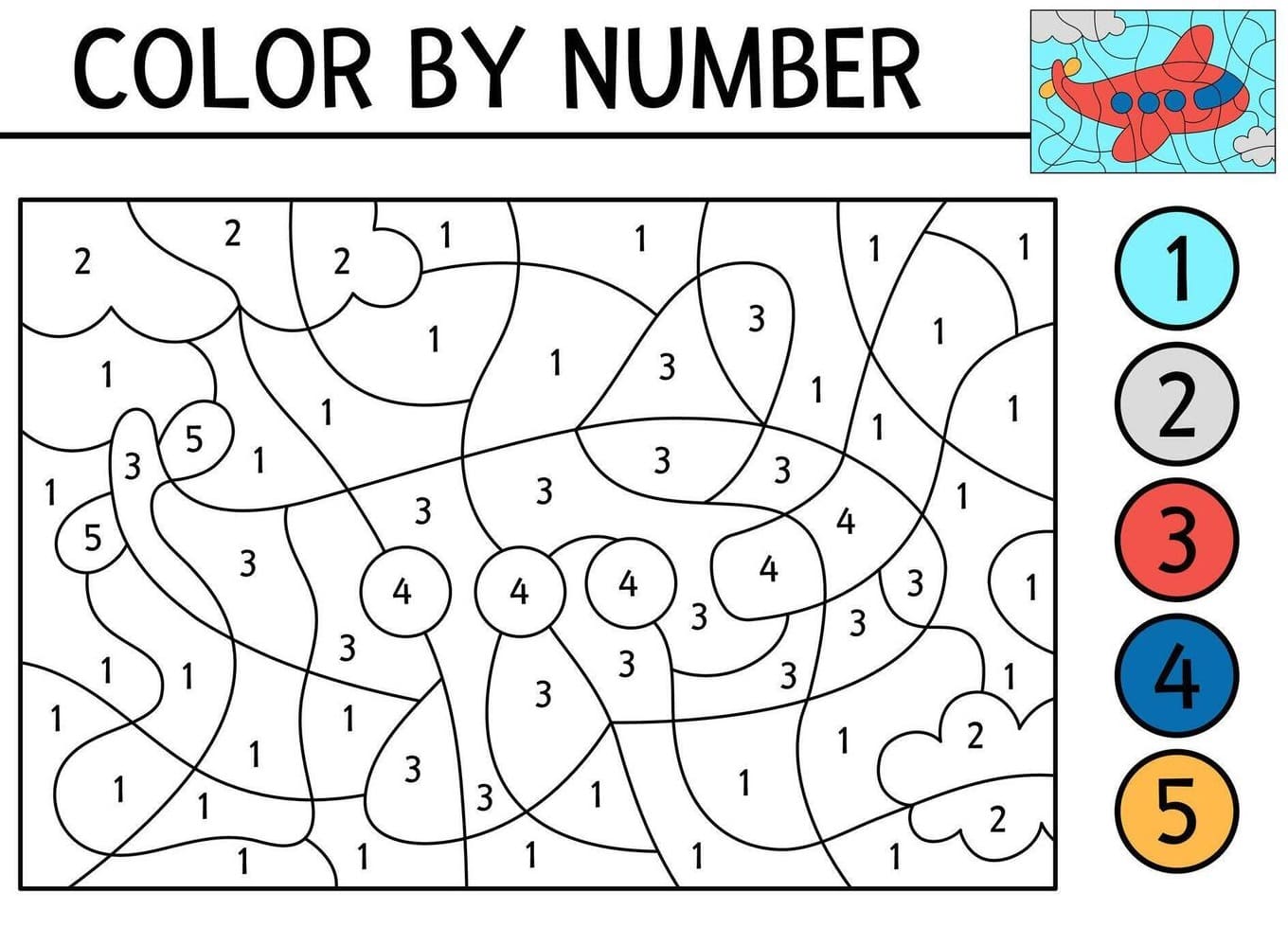 Nice Airplane Color By Number