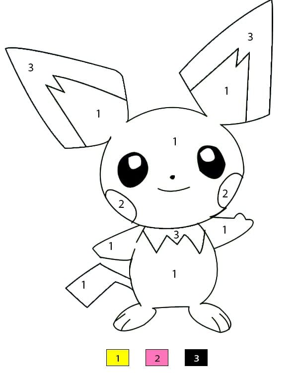 Pokemon Pichu Color By Number