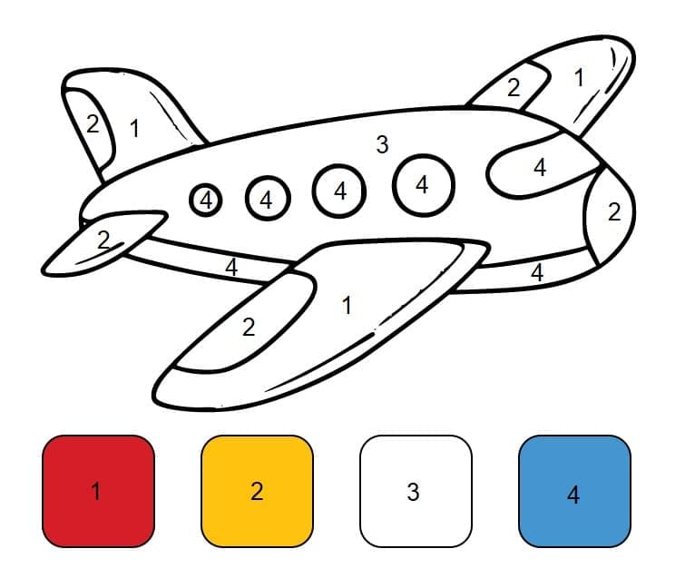 Print Airplane Color By Number
