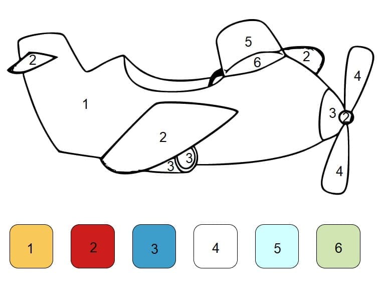 Printable Airplane Color By Number