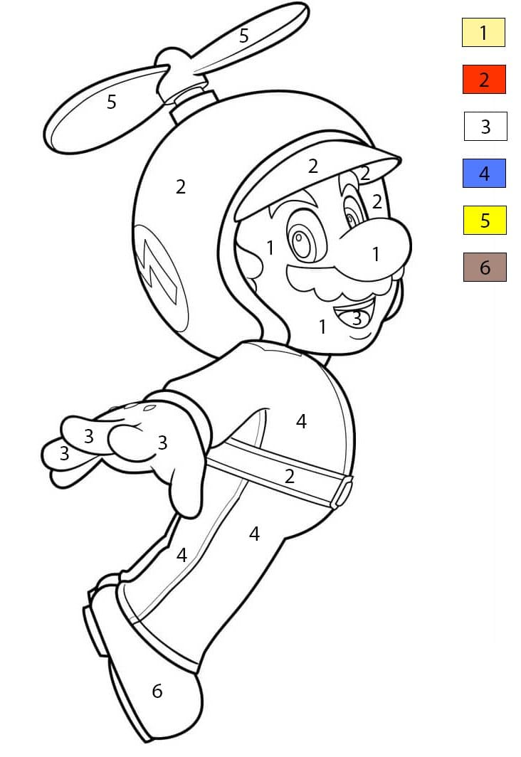 Propeller Mario Flying Color By Number