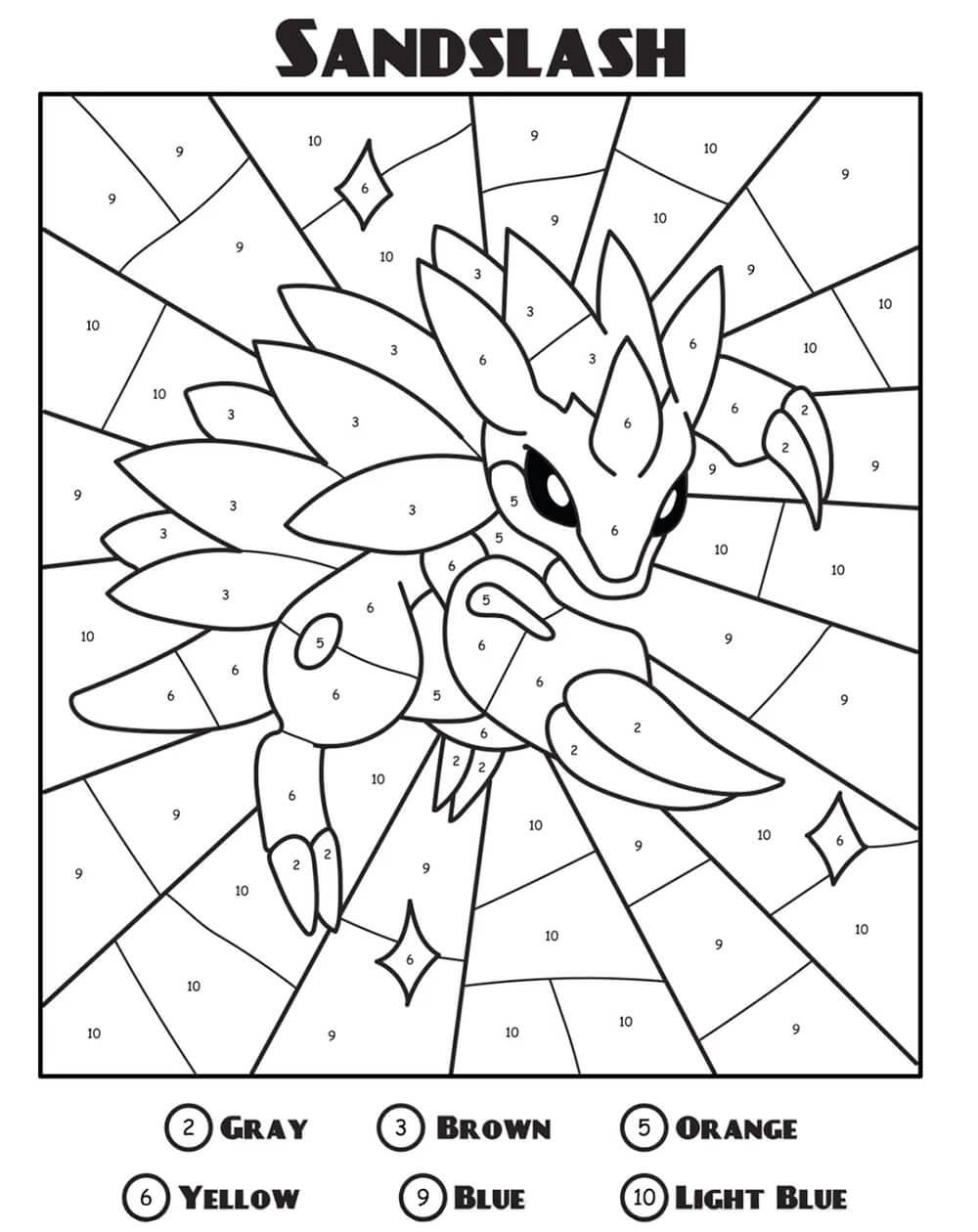 Sandslash Pokemon Color by Number