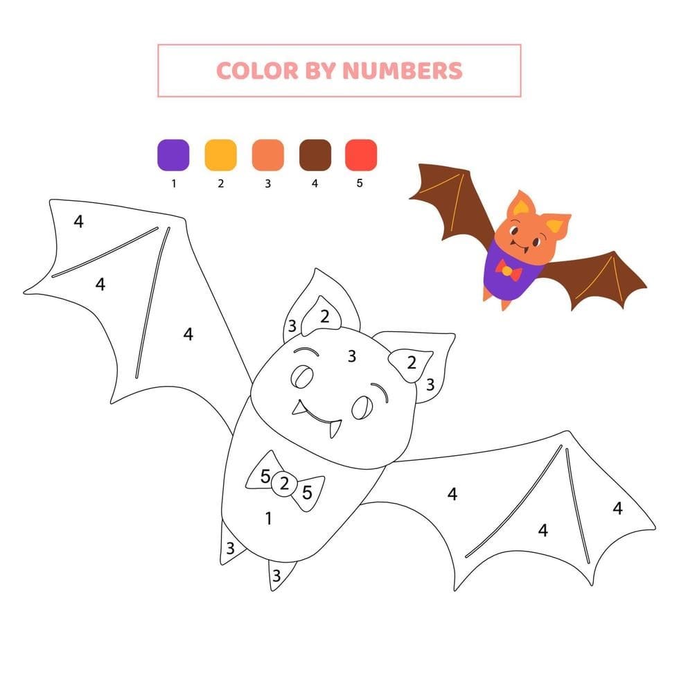 Simple Bat Color By Number