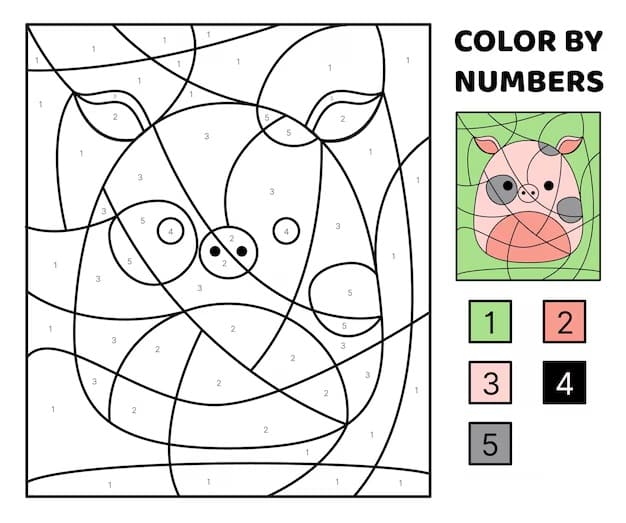 Simple Pig Color By Number Color By Number