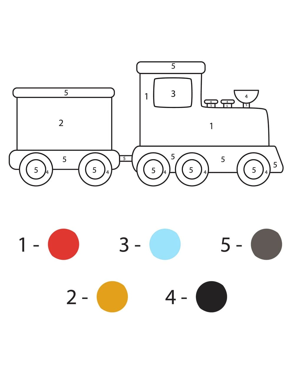 Simple Train Color By Number