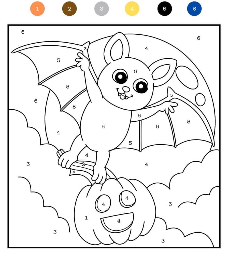 Smiling Bat Color By Number
