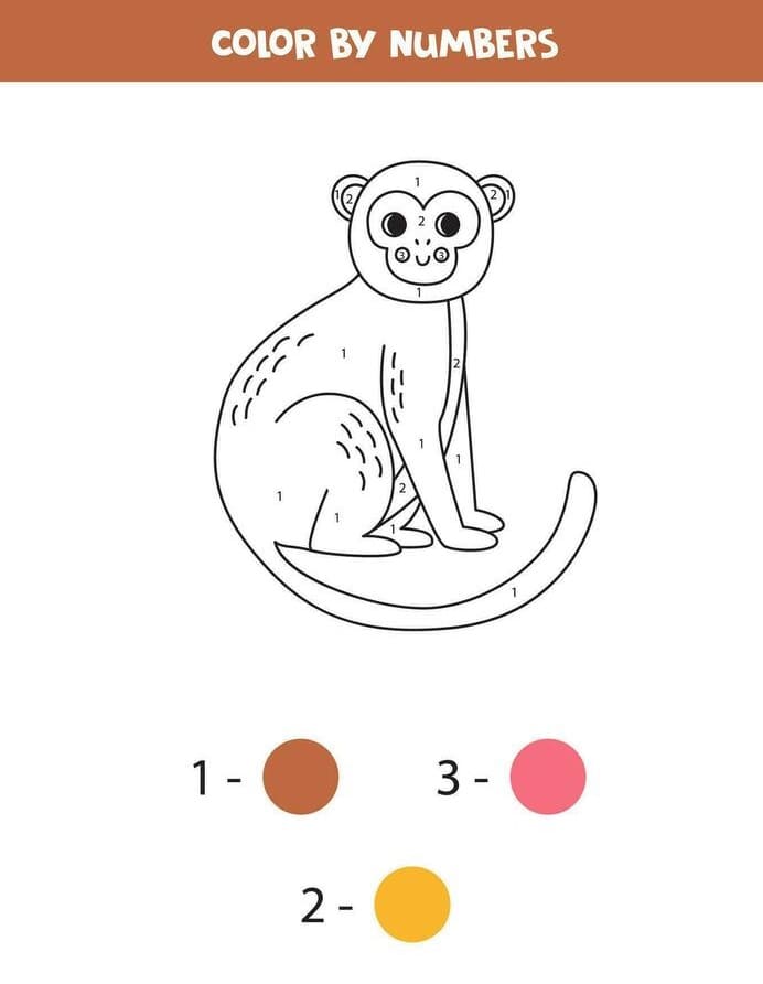 Smiling Monkey Color By Number