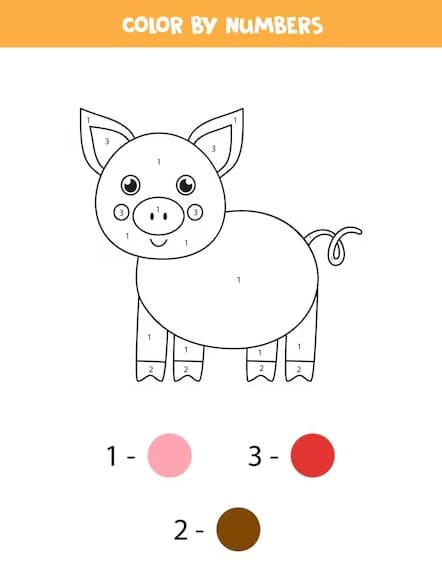 Smiling Pig Color By Number