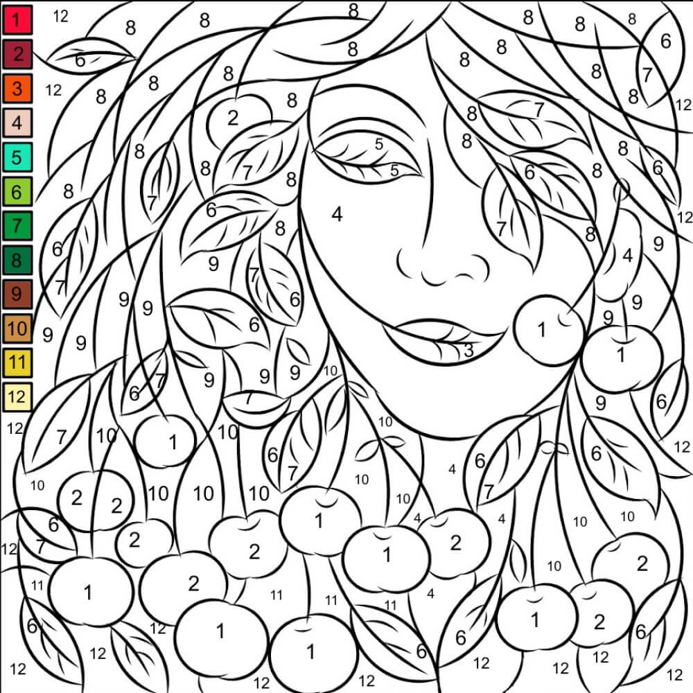 Abstract painting of a girl color by number