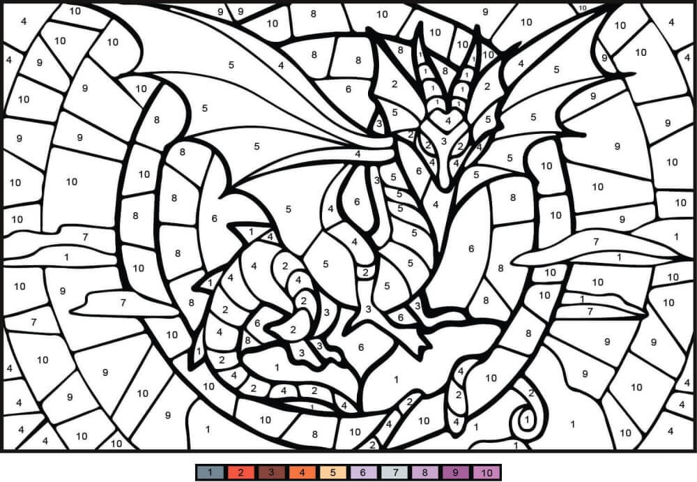 Amazing dragon color by number