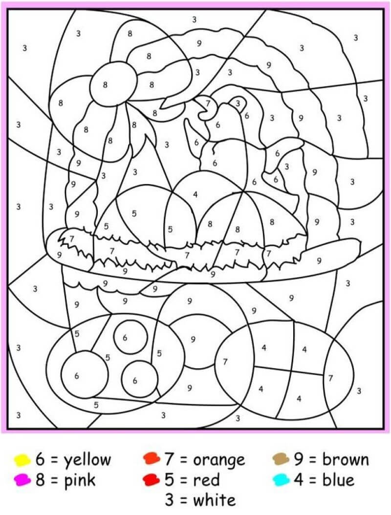 Amazing Easter egg basket color by number