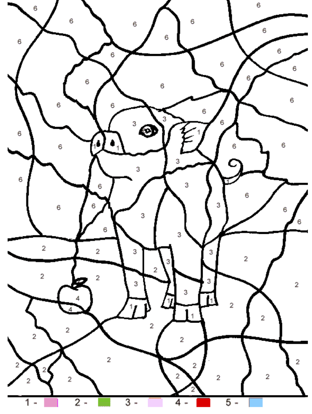 Baby pig color by number Color By Number