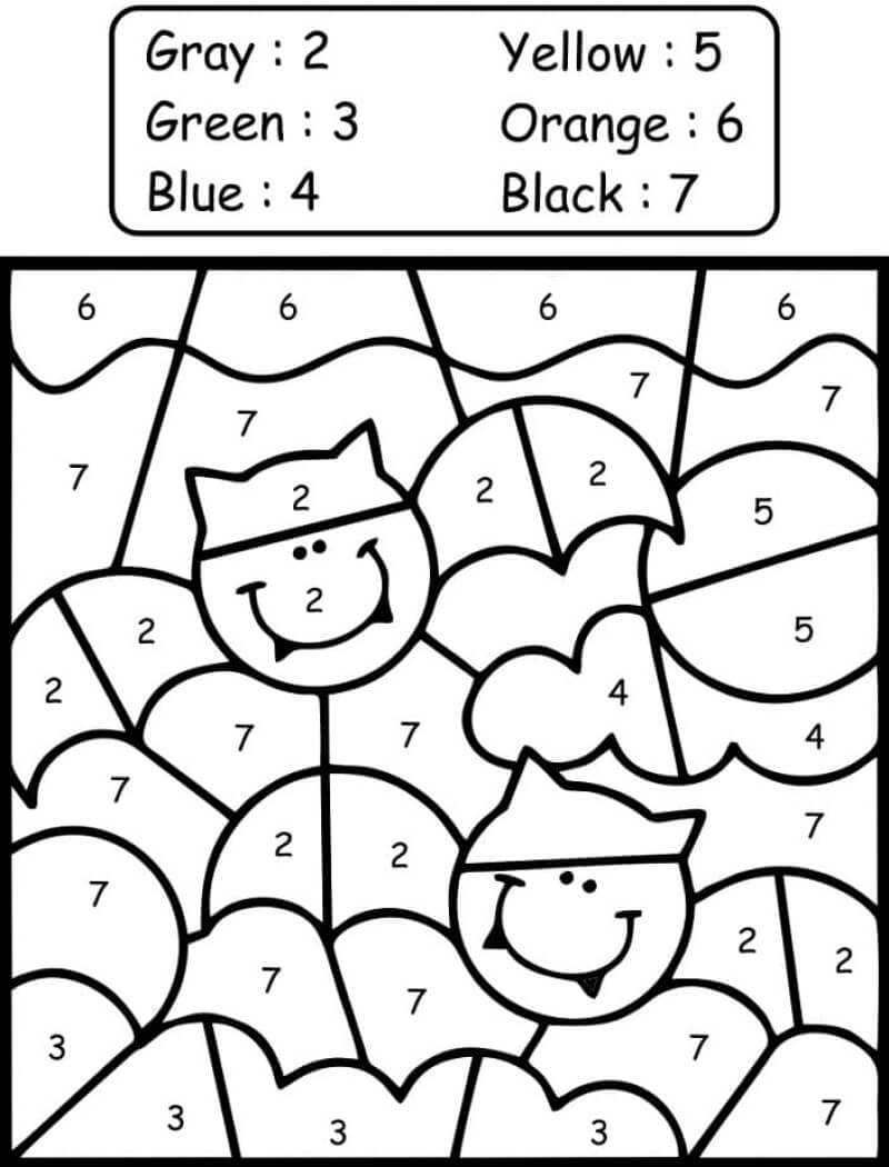 Bats flying color by number