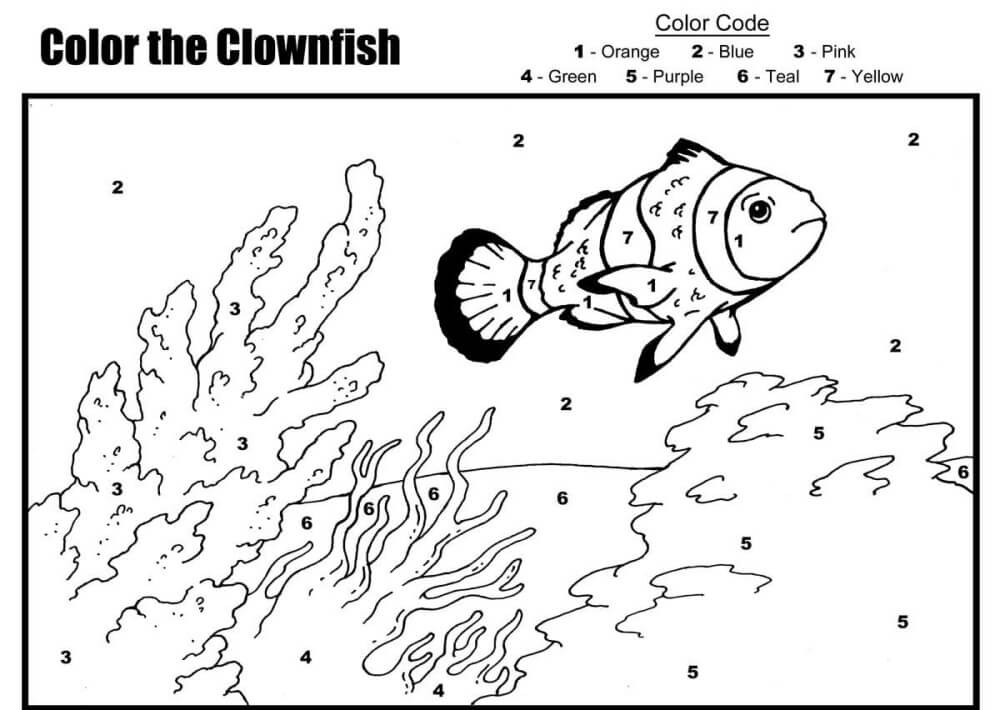 Beautiful fish color by number