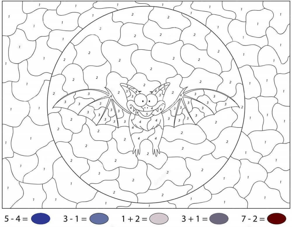 Big-eyed bat color by number