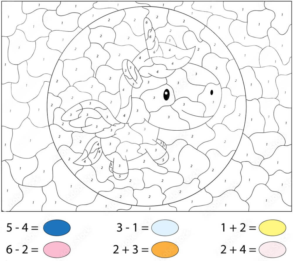 Big-headed unicorn color by number