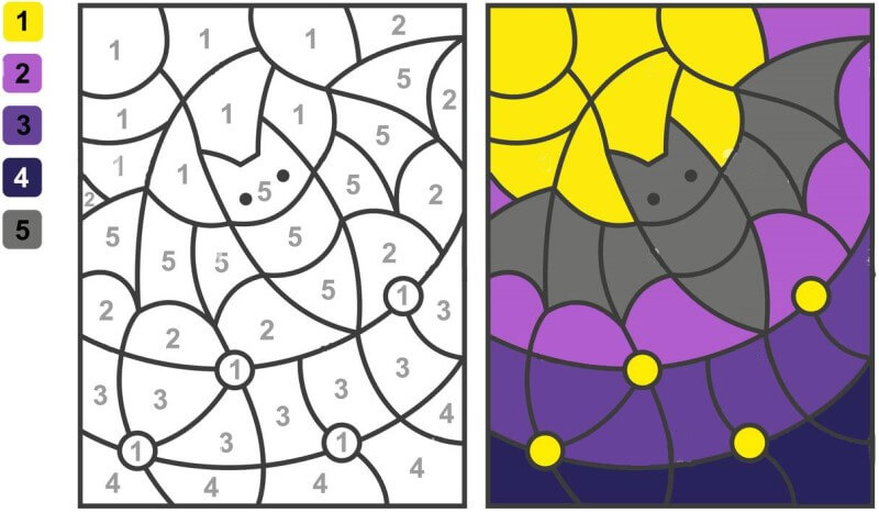 Black bat color by number