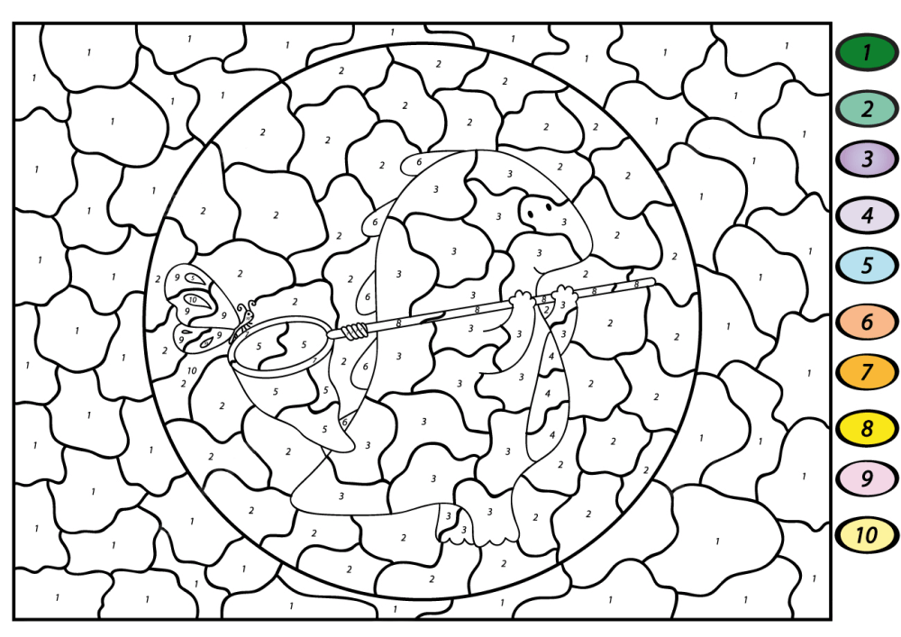 Cartoon dragon with net color by number