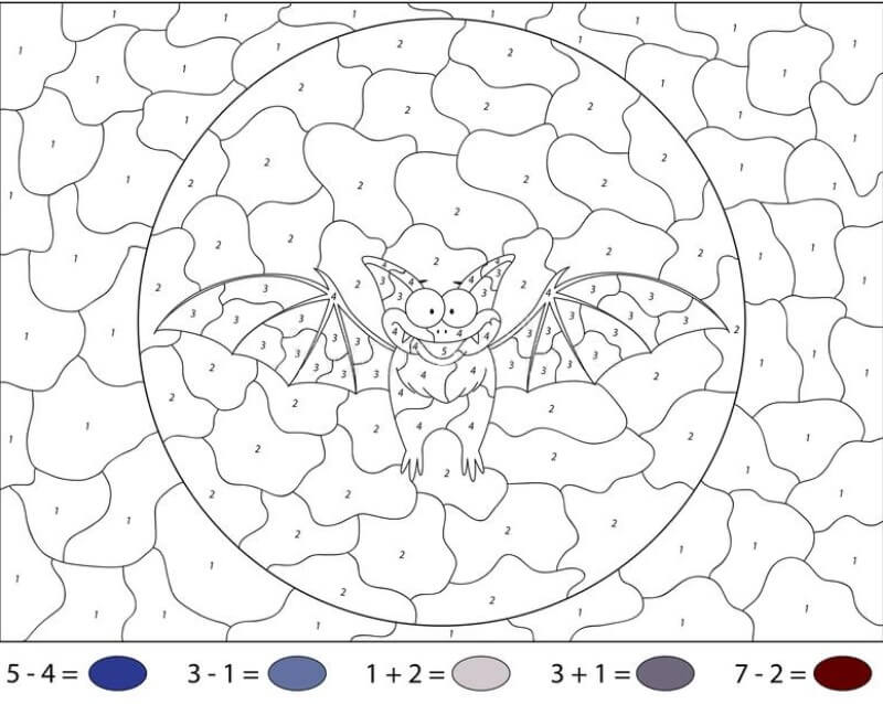 Cartoon funny bat color by number