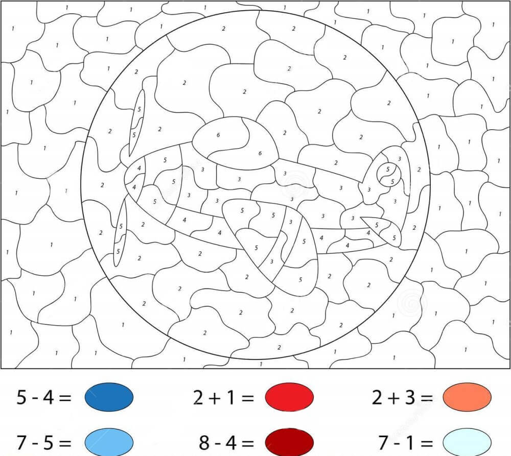 Cartoon red plane color by number