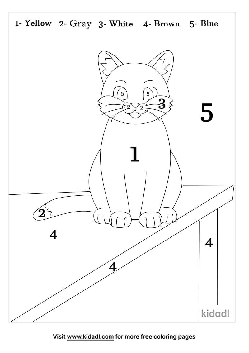Cat sitting on the table color by number
