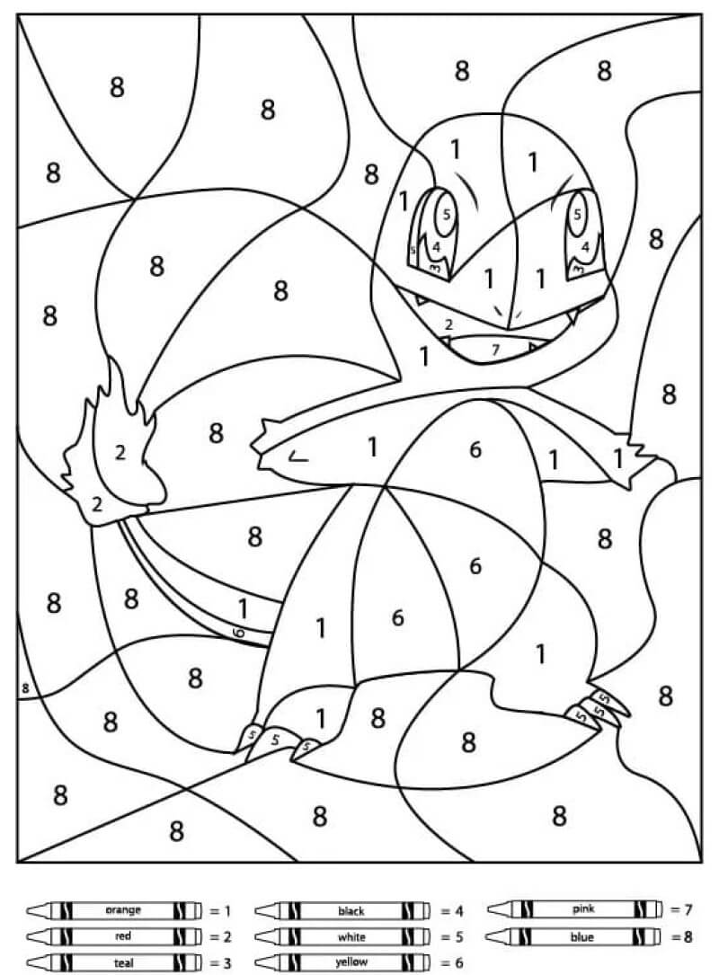 Charmander pokemon color by number