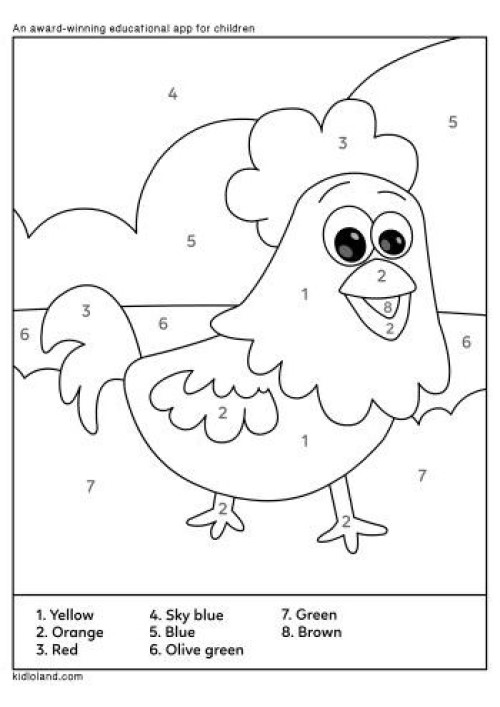 Chicken with big eyes color by number