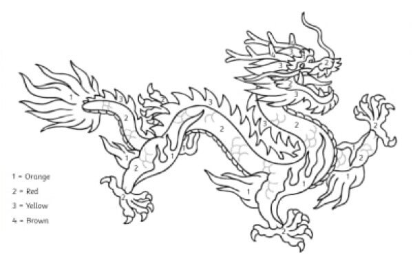 Chinese Dragon color by number