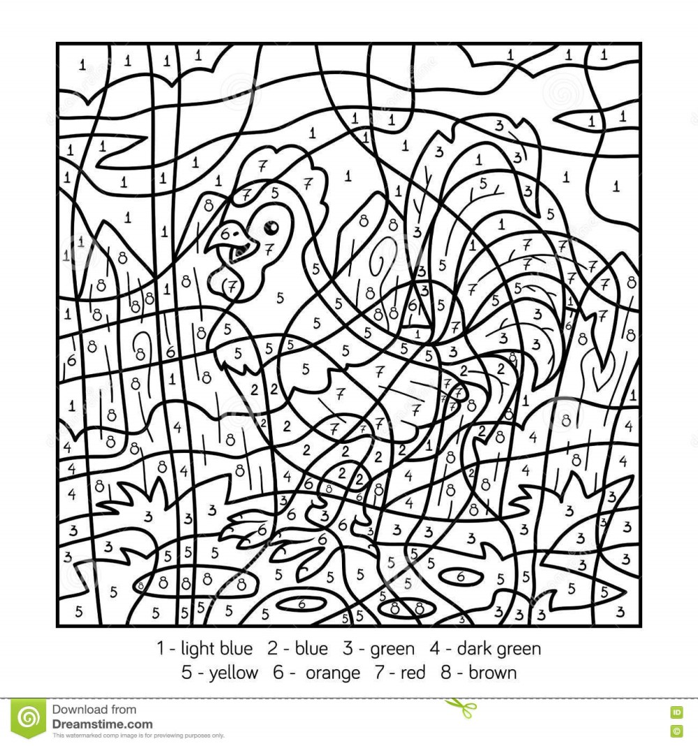 Colorful chicken painting color by number