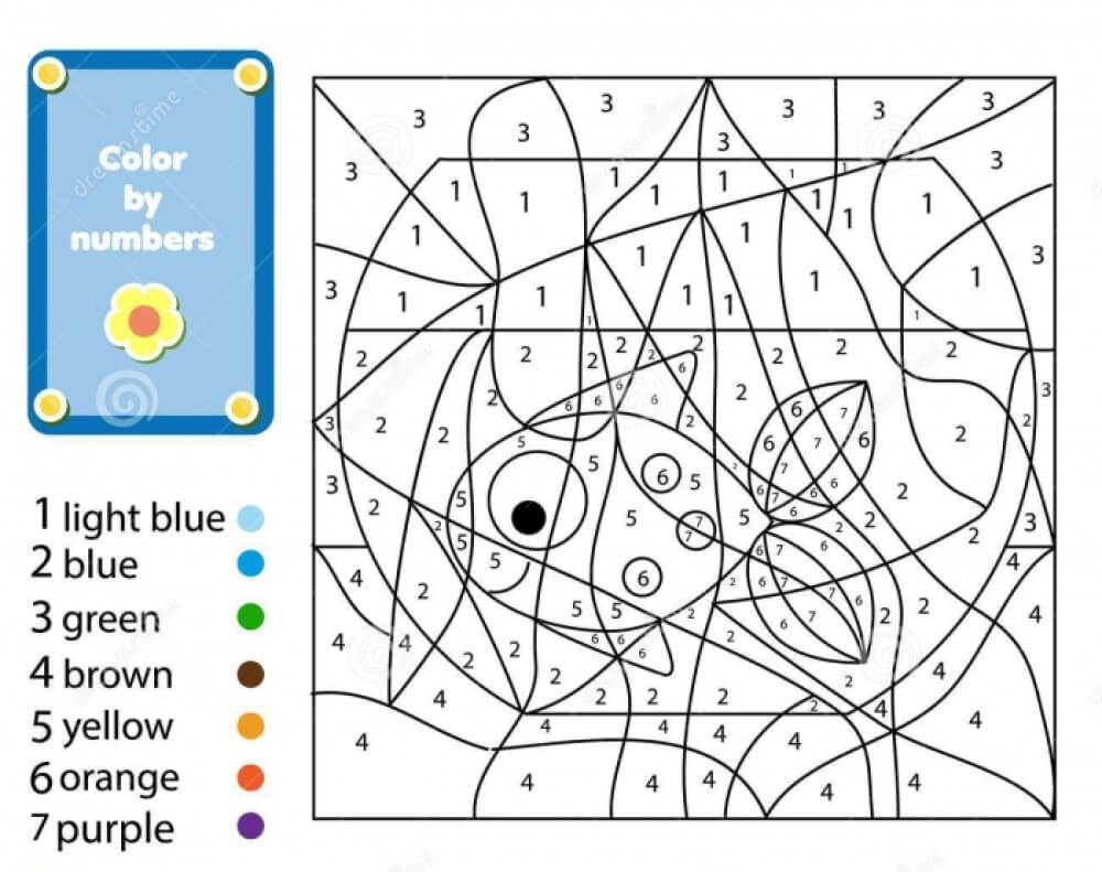 Colorful fish color by number
