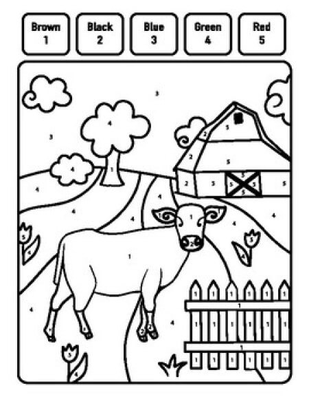 Cow and house color by number Color By Number