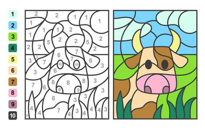 Cows and grasslands color by number