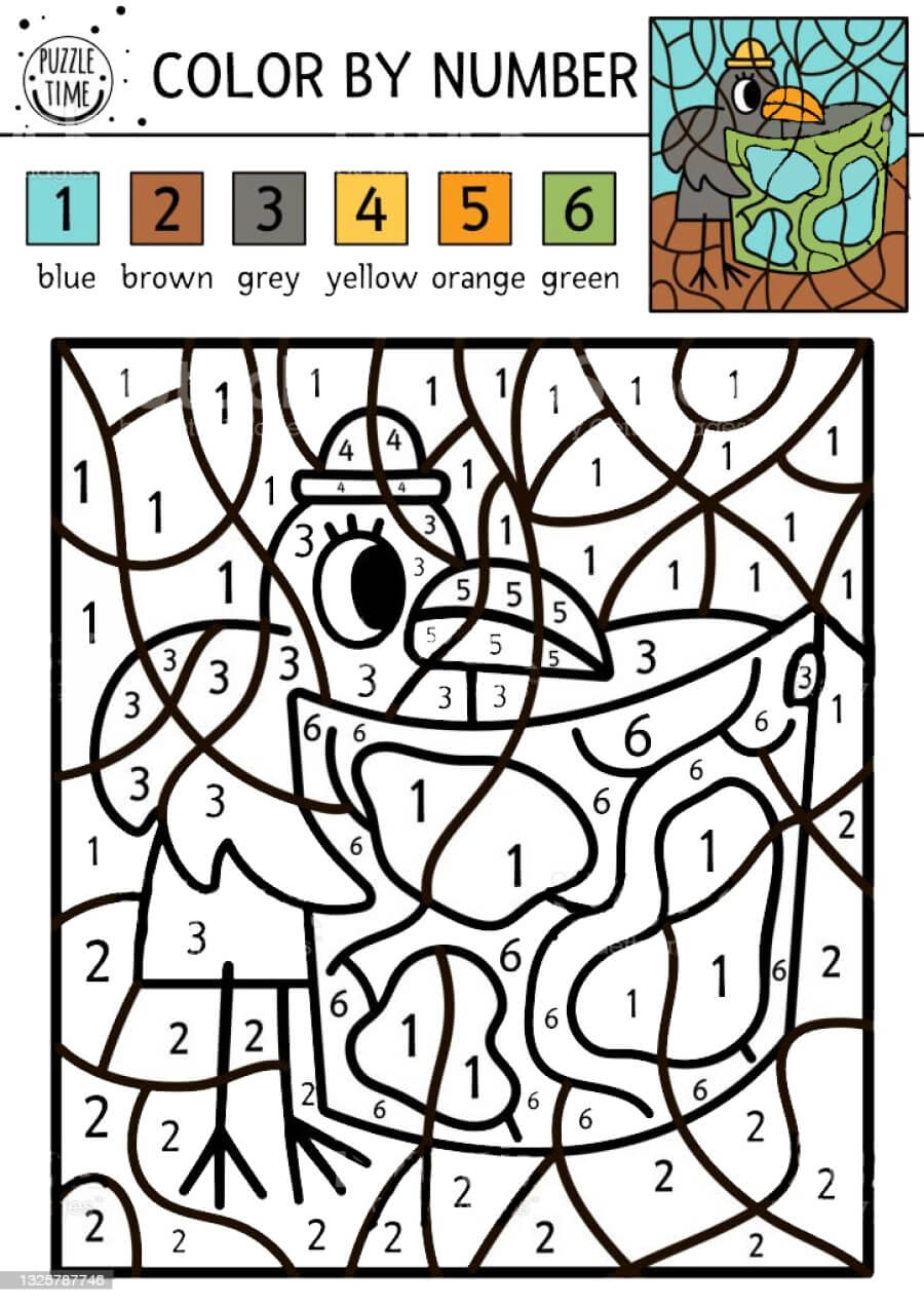 Crow and map color by number