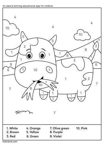 Cute cow are eating color by number