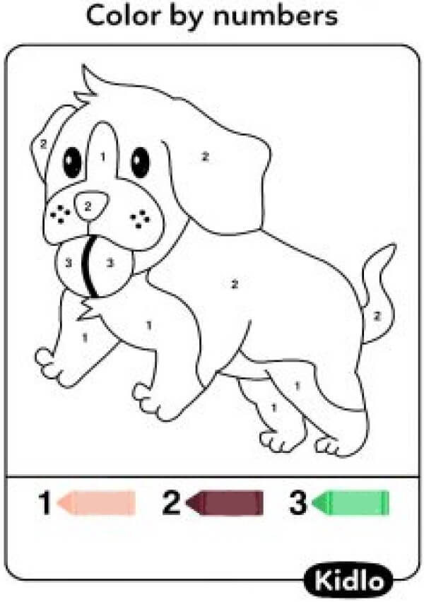 Cute dog and ball color by number
