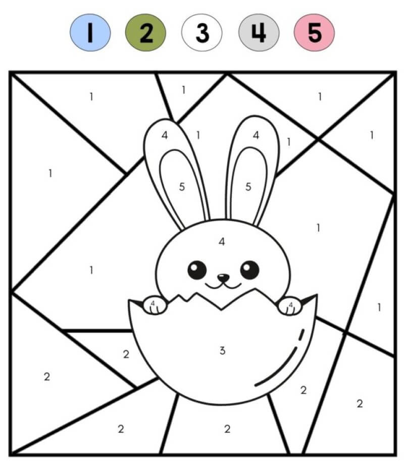 Cute easter rabbit color by number